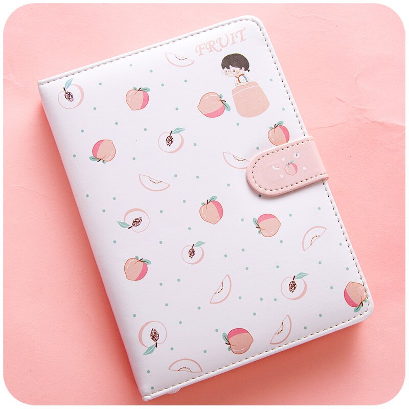 Bloc de notas estampado con forma de fruta, planificador con hebilla magnética, cuaderno de PU, Agenda anual, ilustración de Color, planificación diaria, papelería Kawaii: B