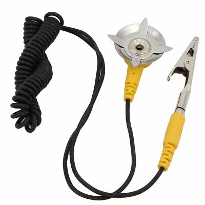 3Pcs Alligator Clip Coil Anti-static ESD Mats Grounding Point Wire Yellow Black