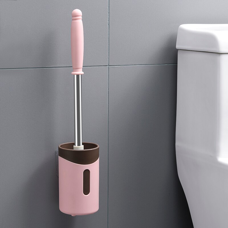 3 Kleur Wc Borstel Set Badkamer Borstel Houder Opknoping Op De Muur Met Lange Handvat Badkamer Opknoping Borstel WY606: pink