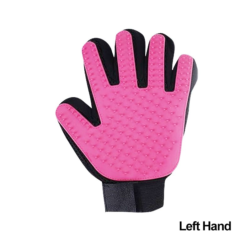 Gant pour animaux de compagnie en Silicone souple chien chat brosse pour animaux de compagnie Massage nettoyage doux efficace chat toilettage gant chien fournitures de bain gant pour animaux de compagnie peignes: Pink Left