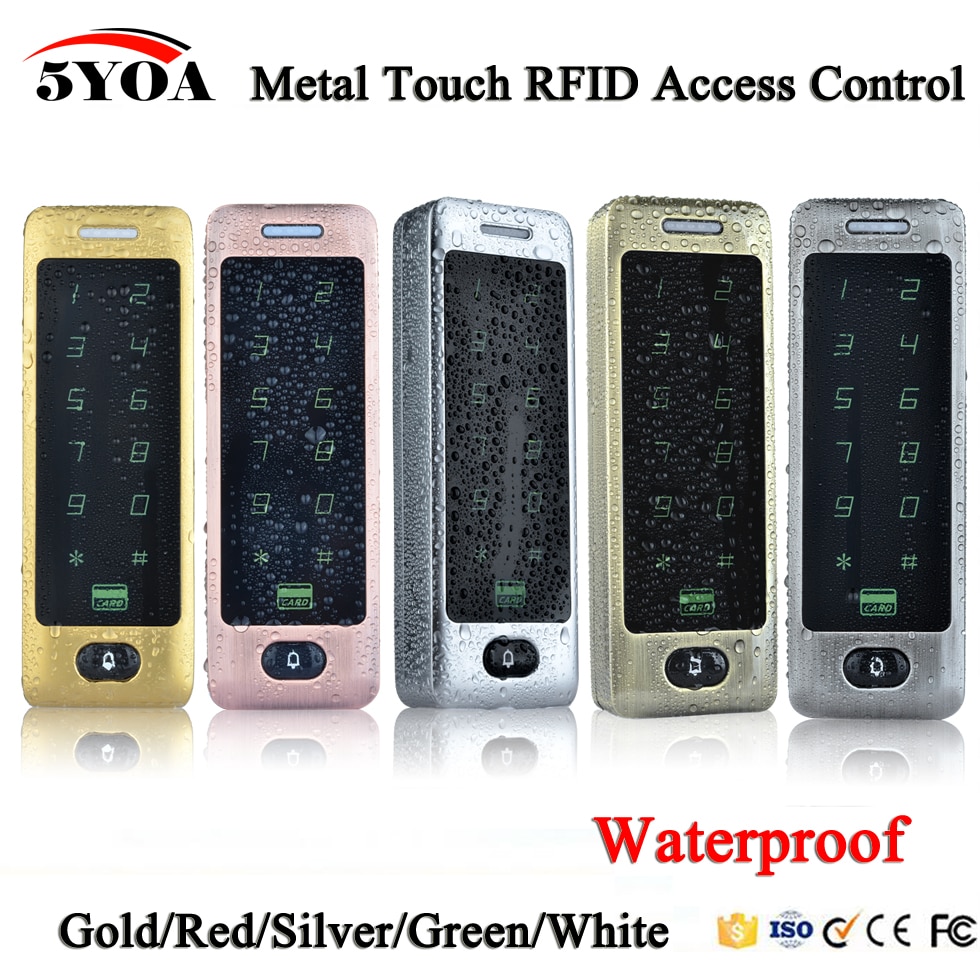 Vandtæt touch metal rfid adgangskontrol elektronisk dørlås elektrisk portåbner smart tastatur sagslæser 125 khz id-kort