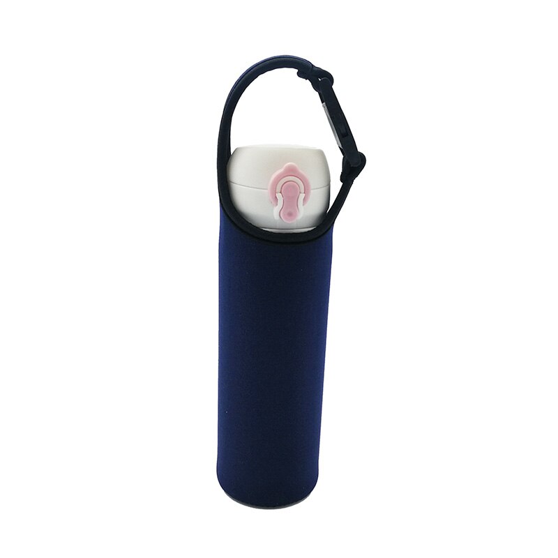 420/550ml Portable Heat Insulated Cup Sleeve Case Travel Water Bottle Covers Protector Storage Bag With Rope Thermos Cover: Navy Blue 500ml