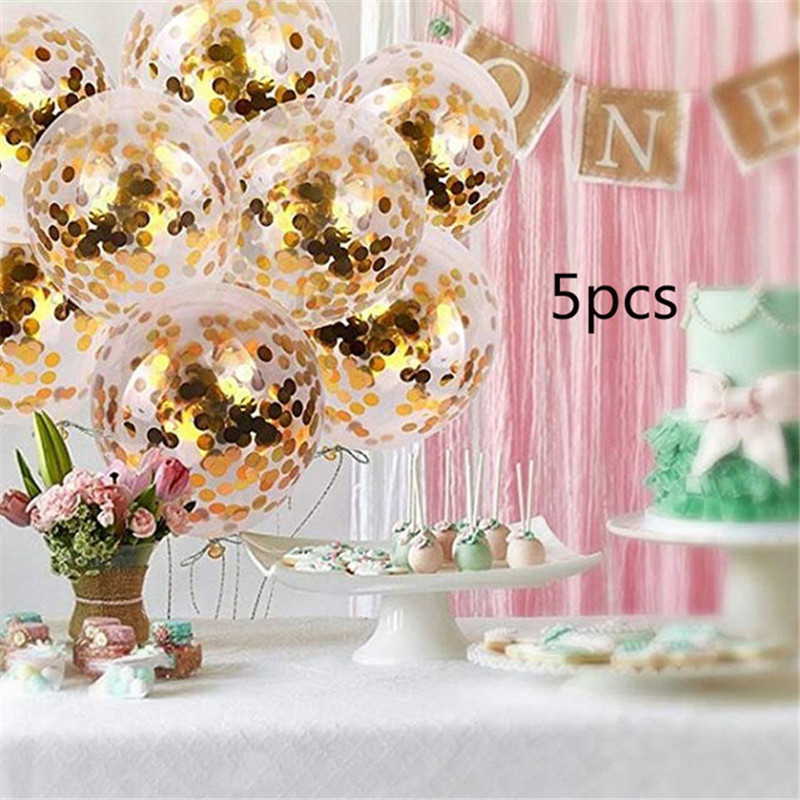 5pcs Black Latex Balloons 12inch Helium Balloon Inflatable Wedding Decorations Air Balls Happy Birthday Party Balloons confetti