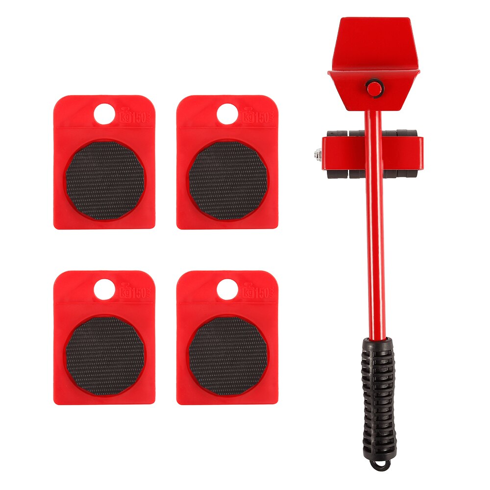 5Pcs Professionele Meubels Mover Tool Set Zware Voeders Vervoer Lifter Wielen Mover Roller Met Wiel Bar Moving Hand Apparaat