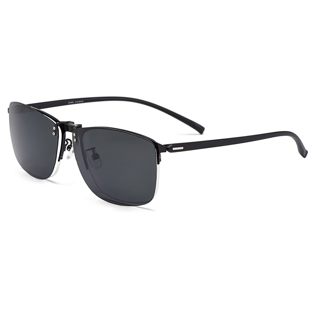 Gmei optiske mænd firkantede ultralette titaniumlegering semi-rimless briller ramme polariseret klip på solbriller  s9341: C24