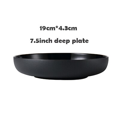 Vajilla dorada negra con borde, PARA CENA plato de cerámica, plato de arroz, ensalada, fideos, tazón para sopa, juegos de vajilla mate, herramienta de cocina: 7.5 Inch deep plate