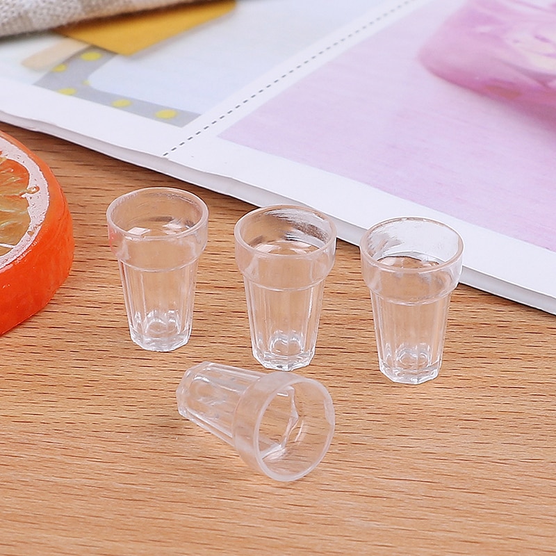 4Pcs/Lot Craft Transparent Miniature Home Decoration Glass Model 13mm*19mm DIY Parts Mini Cola Wine Beer Cup Doll House