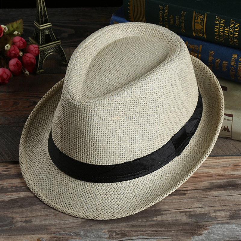 Imixlot sommer vestlig cowboy stråhatt unisex utendørs kul avlet brem solbeskyttelseshatt Strand solskjermhatt: C