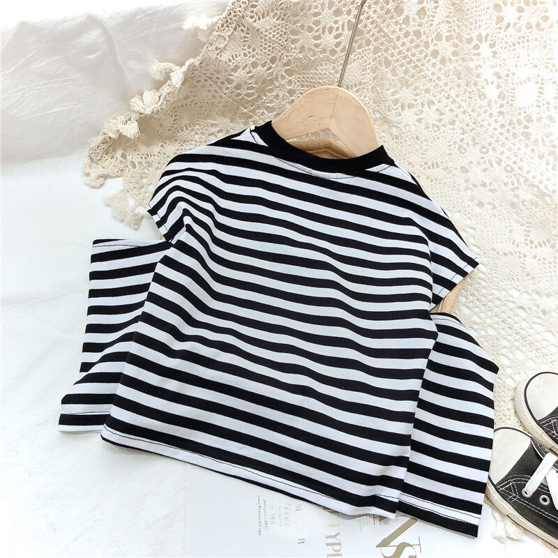 Fall Shirts for Girls Stripes Off The Shoulder Long Sleeve Tops Korean Toddler Kids Clothes Little Girl Costume