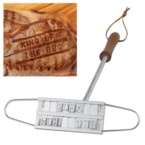 BBQ Grill Branding Eisen Unterschrift Name Kennzeichnung Stempel Werkzeug Fleisch Steak Burger 55 x Buchstaben und 8 räume