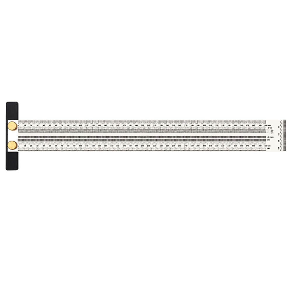 Regla de escala de acero inoxidable 180/200/300/400mm regla de agujero tipo T marcador de carpintería marcador de línea herramienta de medición de carpintero: 400mm