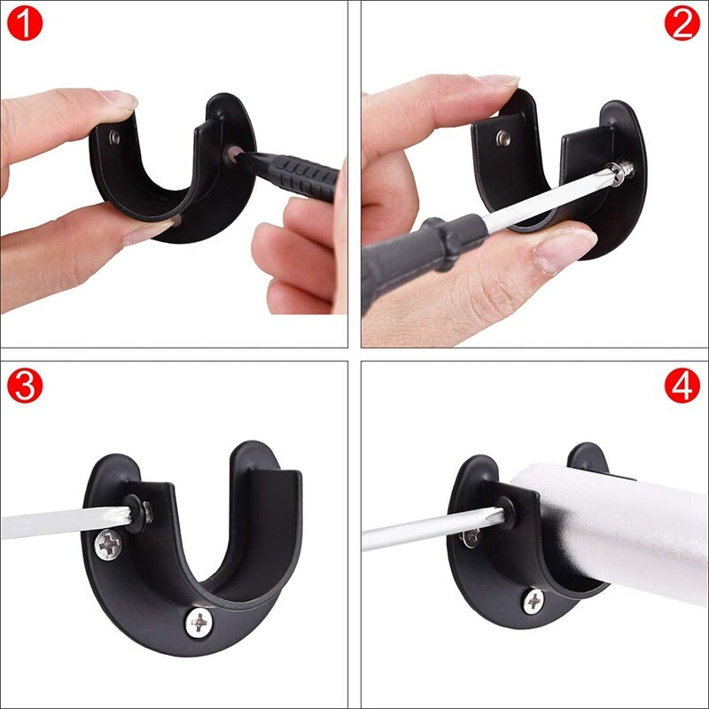 Stainless Steel Hanger Rod Bracket U-Shaped Open Socket Bracket Shower Curtain Rod End Support Flange