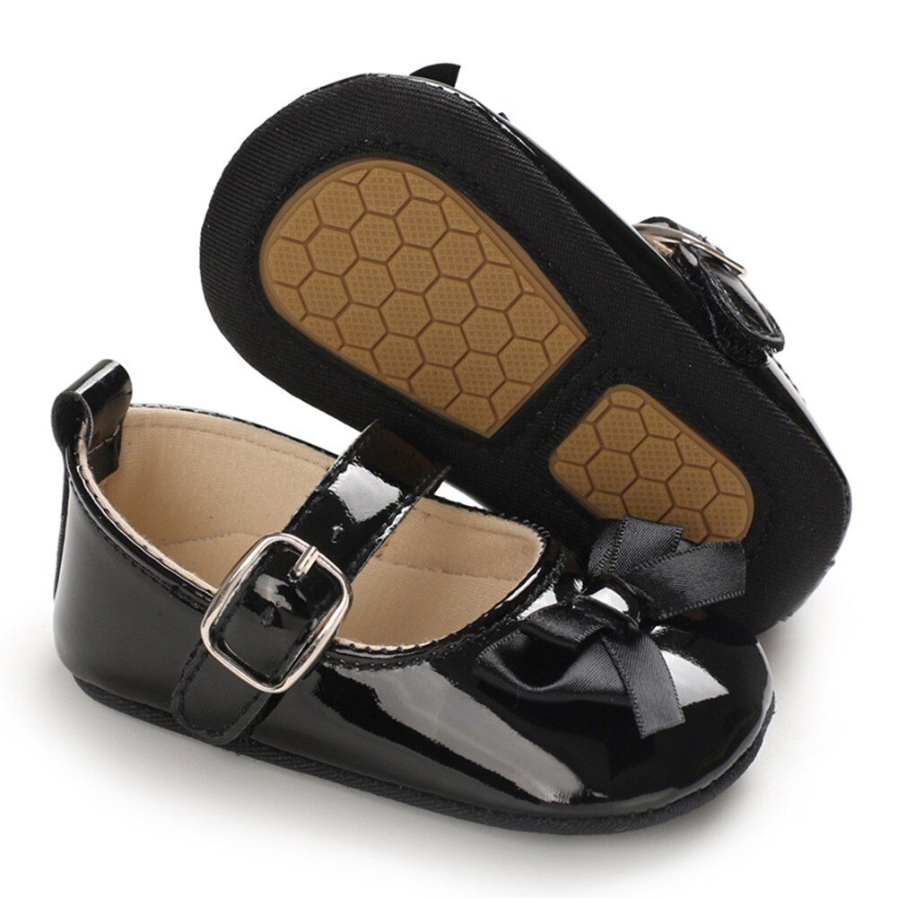 Sapatos da menina do bebê infantil criança sapatos de caminhada sola macia princesa mary jane apartamentos com knotbow prewalkers sapatos de berço de casamento 0-18m