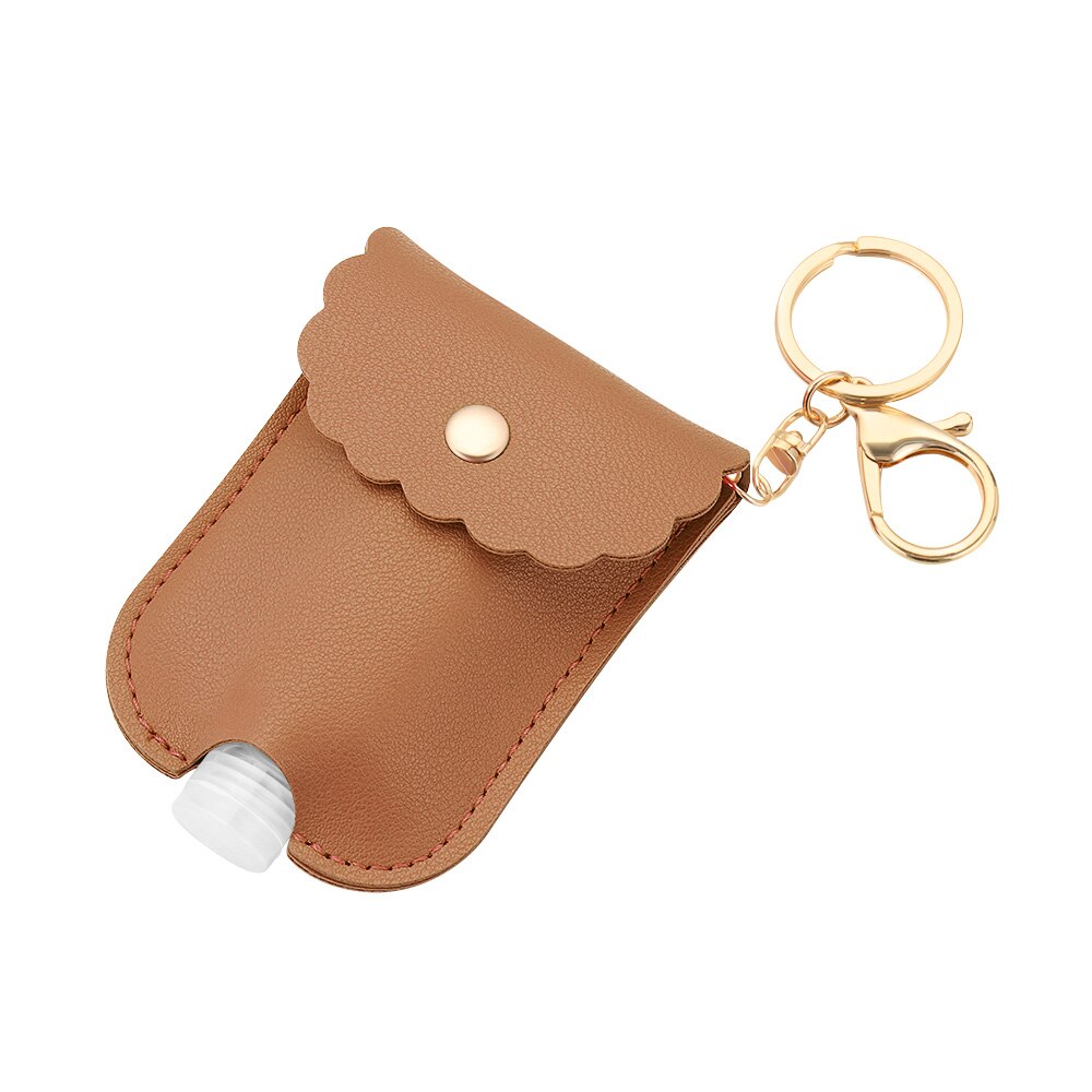 30ml Hand Washing Bottle Keychain Holder Flip Cap Reusable Travel Refillable Bottles Soap Containers with Keyring Portable: Type1 brown