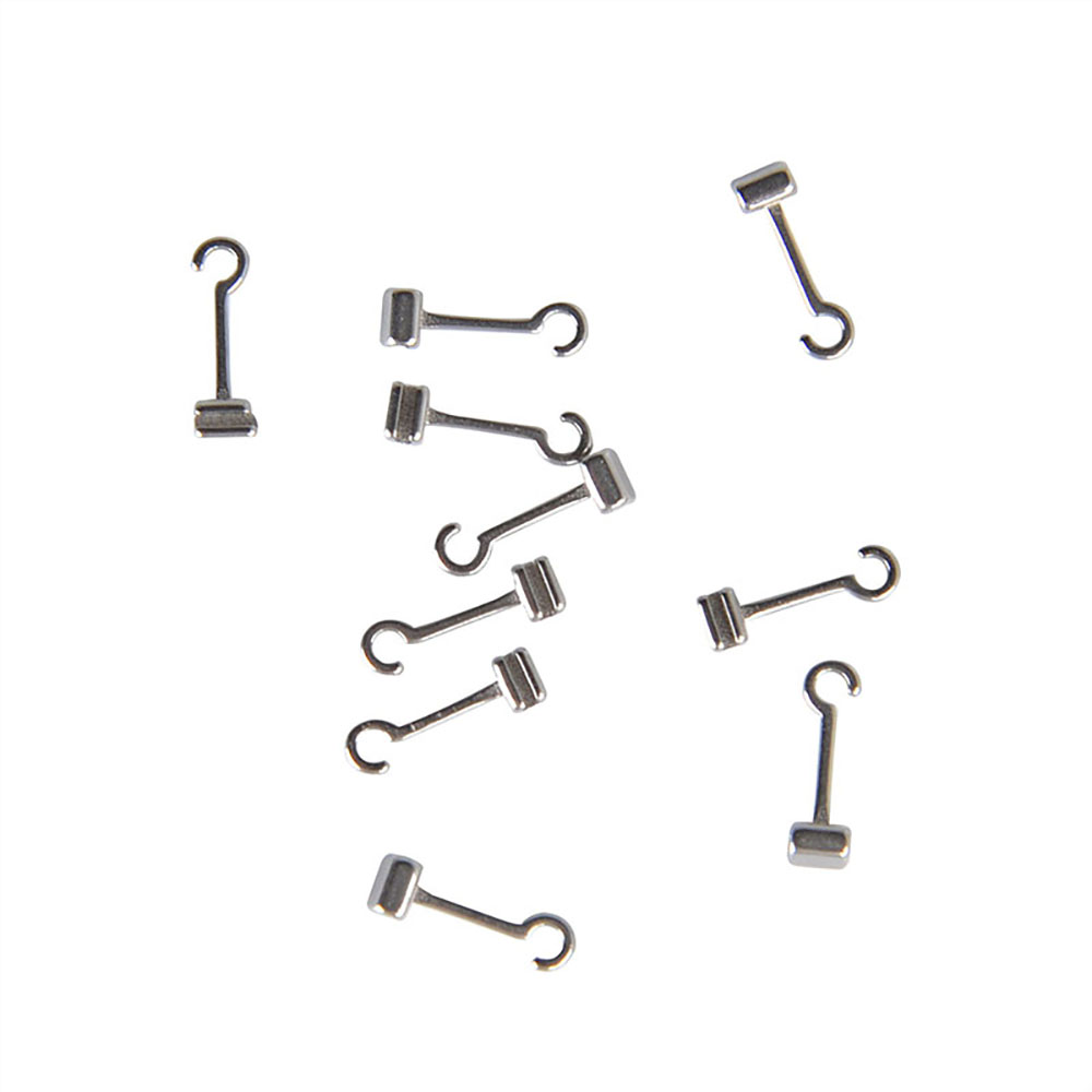 10 unids/bolsa gancho de ortodoncia Dental ganchos crimpables curvados largos Material de acero inoxidable soportes accesorios de odontología izquierda/derecha