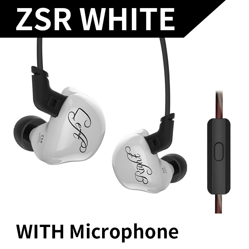 KZ ZSR Sechs Treiber In Ohr Kopfhörer Anker Und Dynamische Hybrid Headset HIFI Bass Mit Ersetzt Kabel Noise Cancelling Ohrhörer: ZSR White Mic