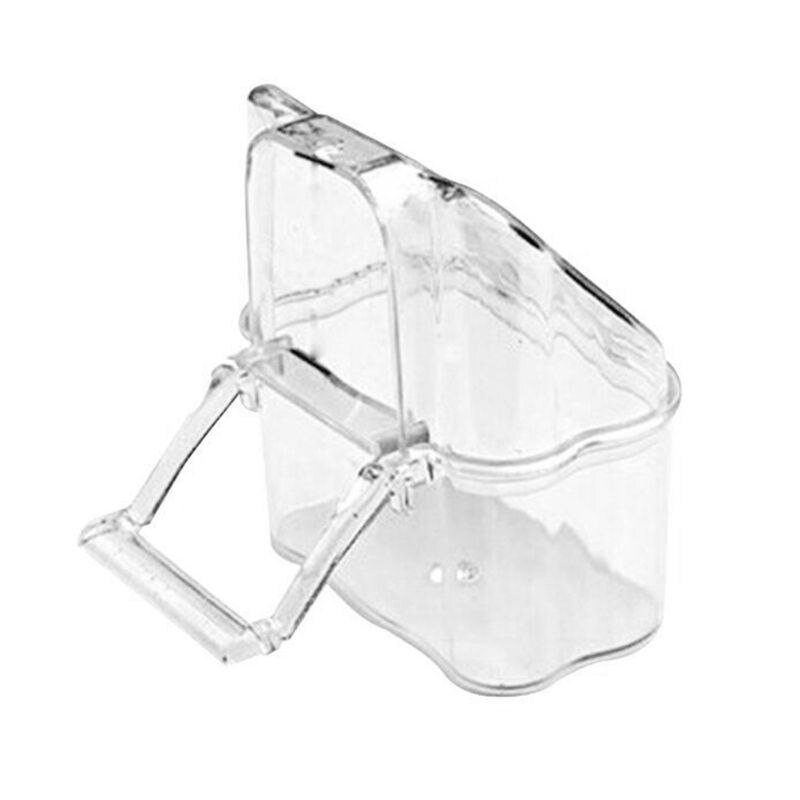 Cuenco transparente de plástico con forma de pájaro loro, cuenco de la empresa de agua limpia, caja de agua Silo, accesorio de pájaro para periquitos, canaria