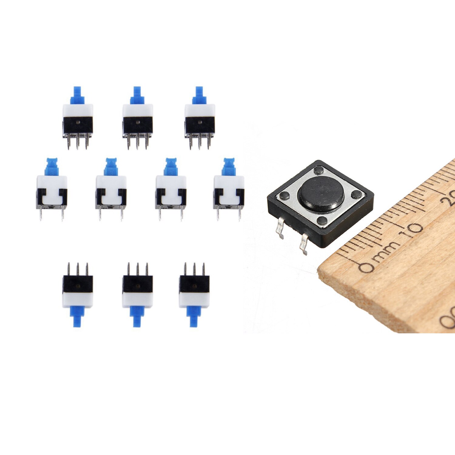 20 Pcs Button Switch: 10 Pcs 6 Pins Button Switch Self-Lock Push Button Switch & 10 Pcs PCB Momentary Tactile Push Button Switch