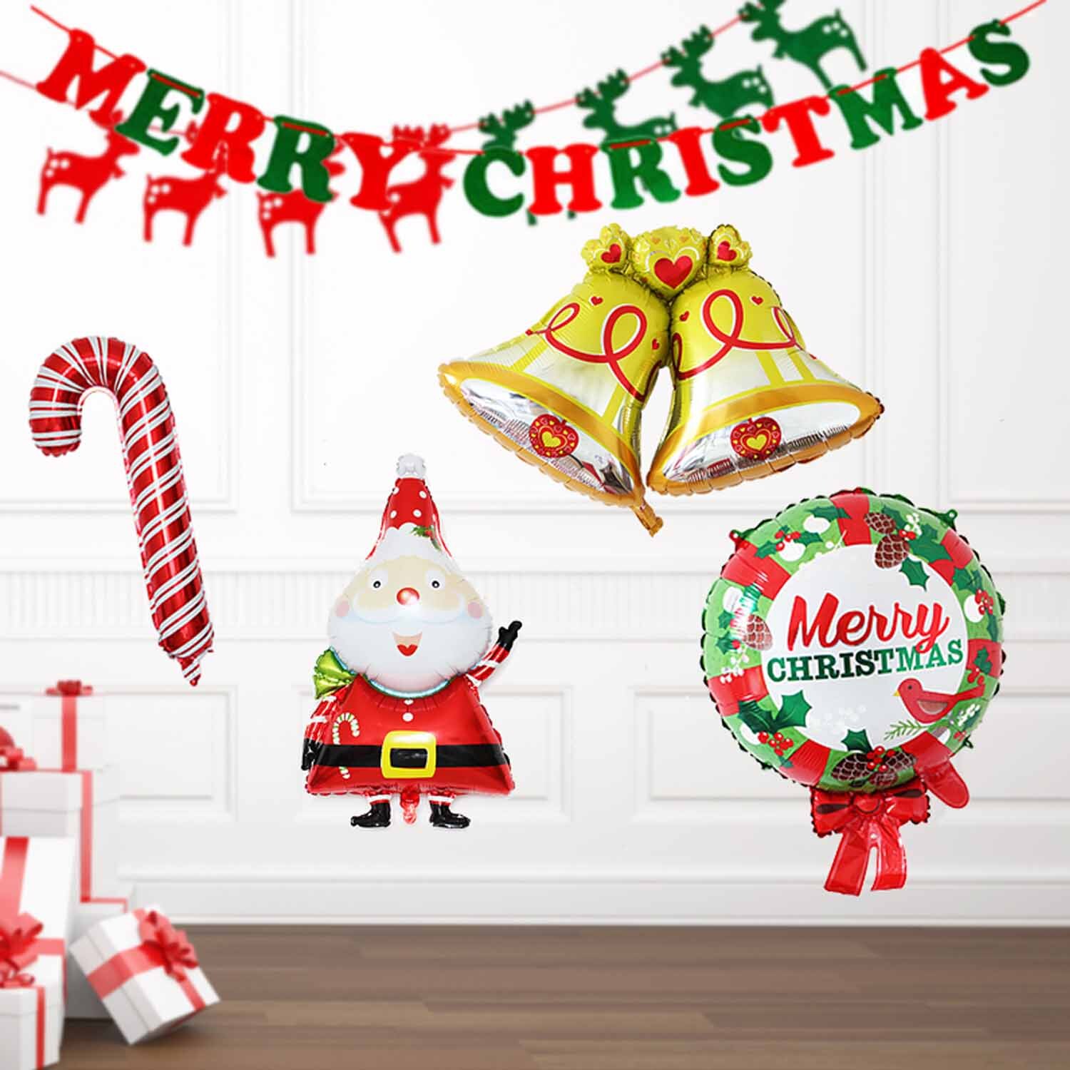 17 stücke Partei Liefert FROHE WEIHNACHTEN Hängen Banner Santa Claus Schneemann Luftballons einstellen für Weihnachten Weihnachten Dekorationen