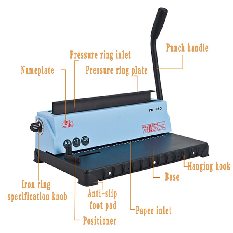 34 Square hole Wire binding machine TD-130 Small machine Big capacity books binding machine