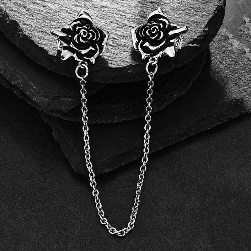 ! 2 piezas antiguo suéter plateado pinzas para chal Cardigan Clip de vestidos cuello de flores Clip con cadena para mujeres niñas, Styl