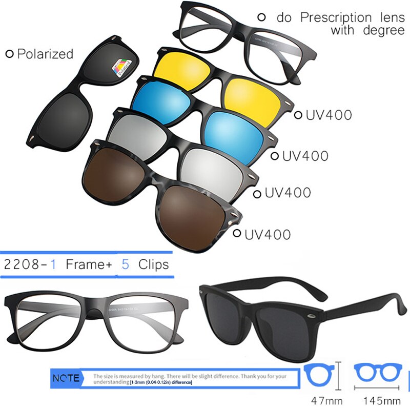 IVSTA 3 in 1 Clip Auf Sonnenbrille Männer Polarisierte Magnet Gläser Magnetische Clips Rezept Optischen Rahmen Spektakel Frauen Lesen: 2208-5PCS