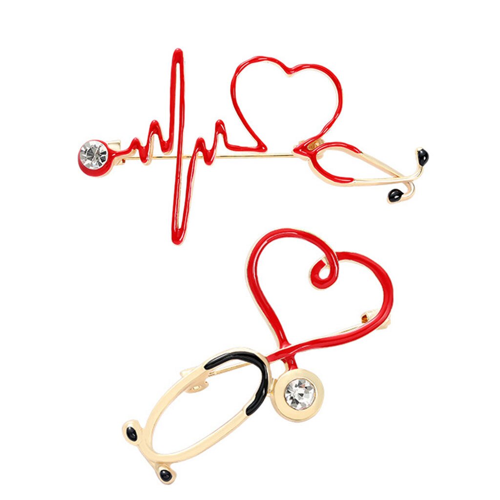 Brosche, anstecknadel, schmuck, ekg, medizin, krankenpflege, kragennadeln, reversnadeln, unisex, damen, schule