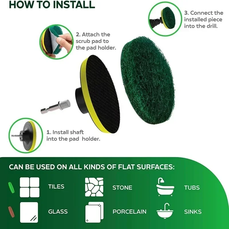 Elektrische boorborstelset Elektrische reinigingsborstel voor autotegel Badkamerborstel Badkamer Keuken Plastic schrobborstels