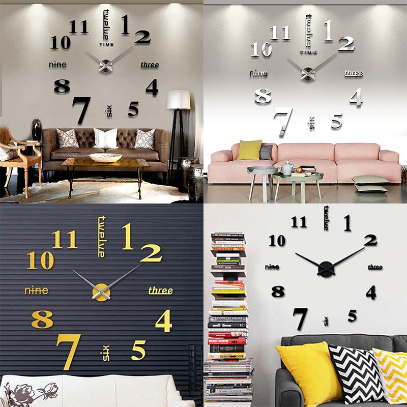 Reloj de pared y moderno para decoración del hogar, cronógrafo con números, reloj de pared adhesivo, grande, 3D, Digital,