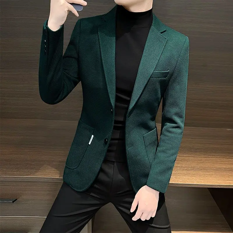 Jassen Lente Herfst Jas voor Mannen Nieuw In Herenkleding Mode 2025, Casual Kleding Kleding Losse Man Pakken en Blazers: XXL / Black