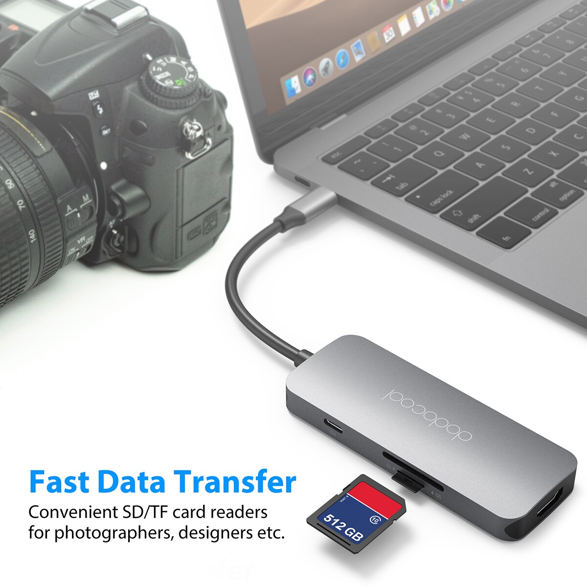 dodocool 7-in-1 USB C HUB aluminum multiport USB C hub pc laptop USB C hub Plug and play hub for your USB C phones laptops pc
