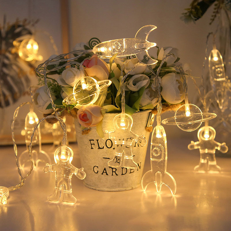 Batterie Energie LED Raumfahrer Astronaut Rakete Licht Schnur Fee Girlande Beleuchtung Schnur Hochzeit Weihnachten Zimmer Dekoration