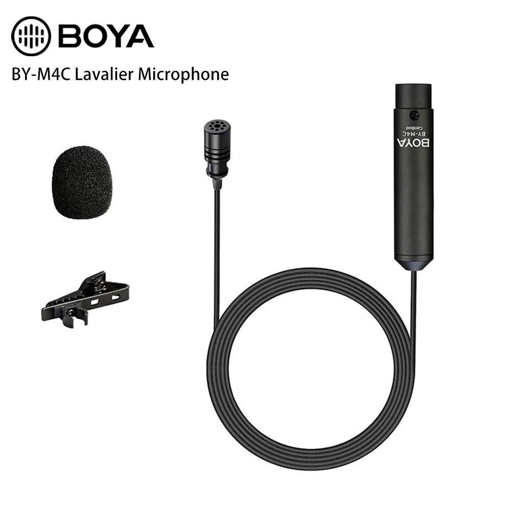 BOYA BY-M4C Clip-On Cardioid XLR Lavalier Microphone Condenser Mic for Camcorders Zoom Audio Recorder Video Record