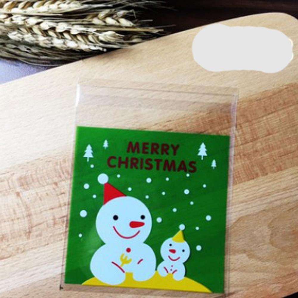 100pcs 4X6inch Merry Christmas Plastic Bag Self Adhesive Cookies Candy Bags Santa Claus Snowflake Xmas Plastic Bags TDH