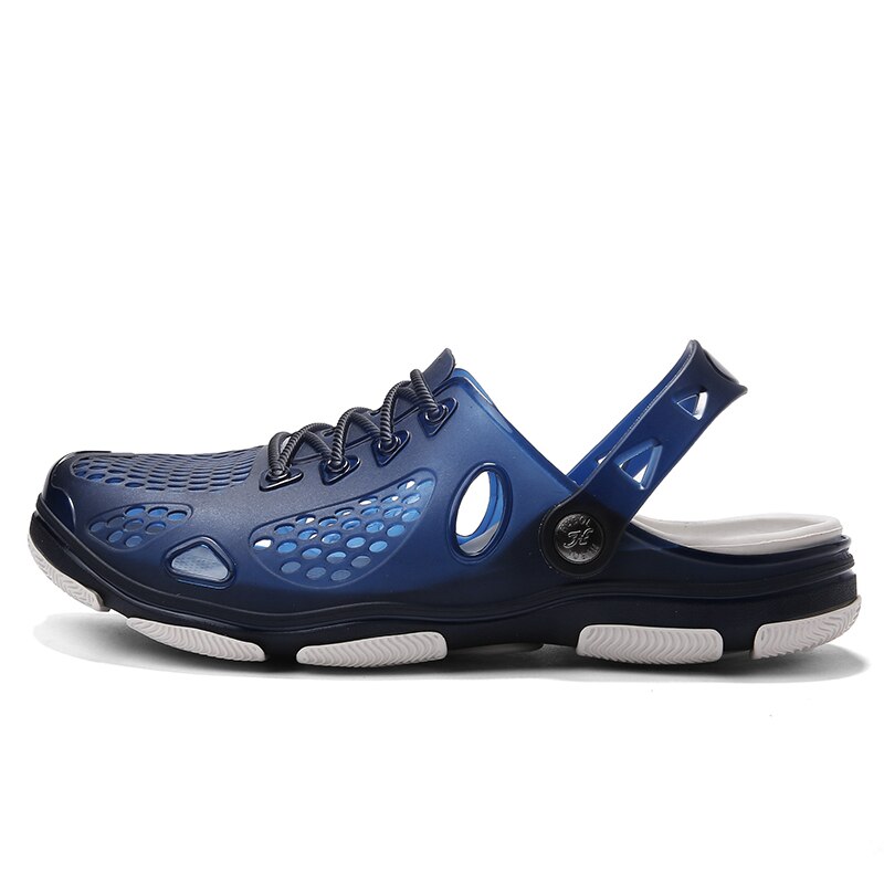 Jelly Shoes Slip-on Sandals Men Breath Mens Sandals Summer Outdoor Beach Sandals Casual Slippers Croks Sandalias Croc Clogs Men: royal blue / 8