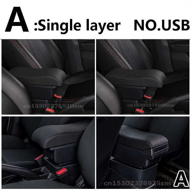 Armstöd för renault dacia duster armstöd dubbla lager central butik innehåll box usb laddning bil-styling dekoration tillbehör: En svart lin utan usb