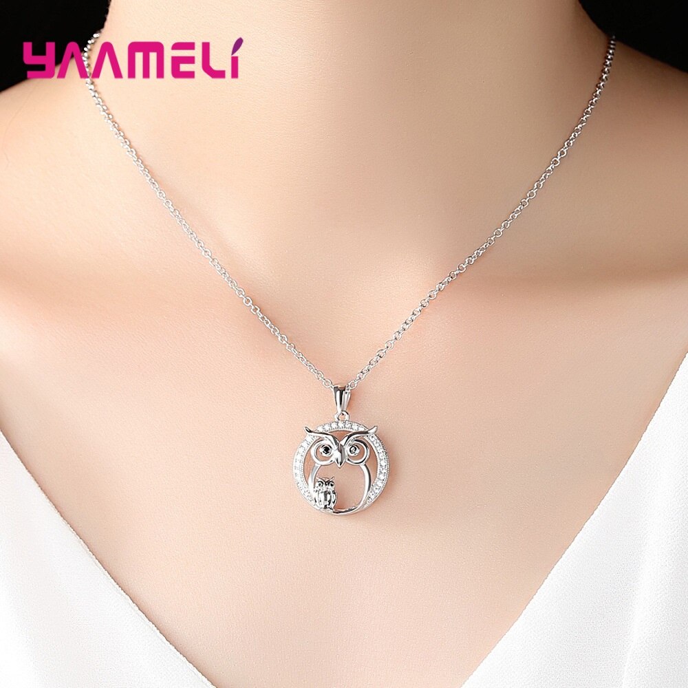 Charm halsband natt drottning uggla trend charm smycken 925 sterling silver bijoux trendigt för kvinnor