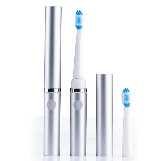 Pop batteri elektrisk tandbørste slank bærbar rejse sonisk pop sonic go overalt sonisk tandbørste go sonisk tandbørste: Sølv
