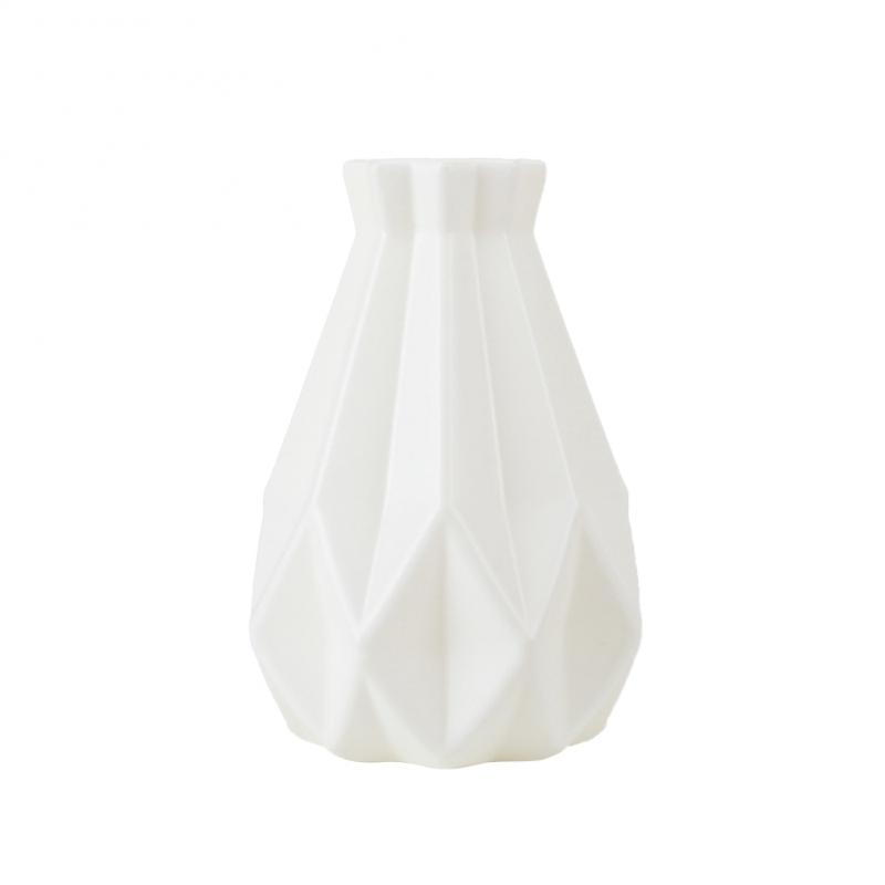 Blomstervase hvid imiteret keramisk urtepotte dekoration hjemme plast vase: 04