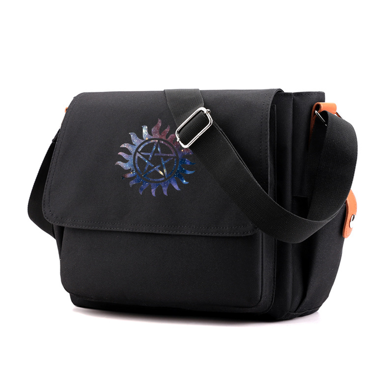 Supernatural Casual Messenger Bag School Shoulder Bag For Students Children Teenager Vintage Canvas Crossbody Bag: Khaki