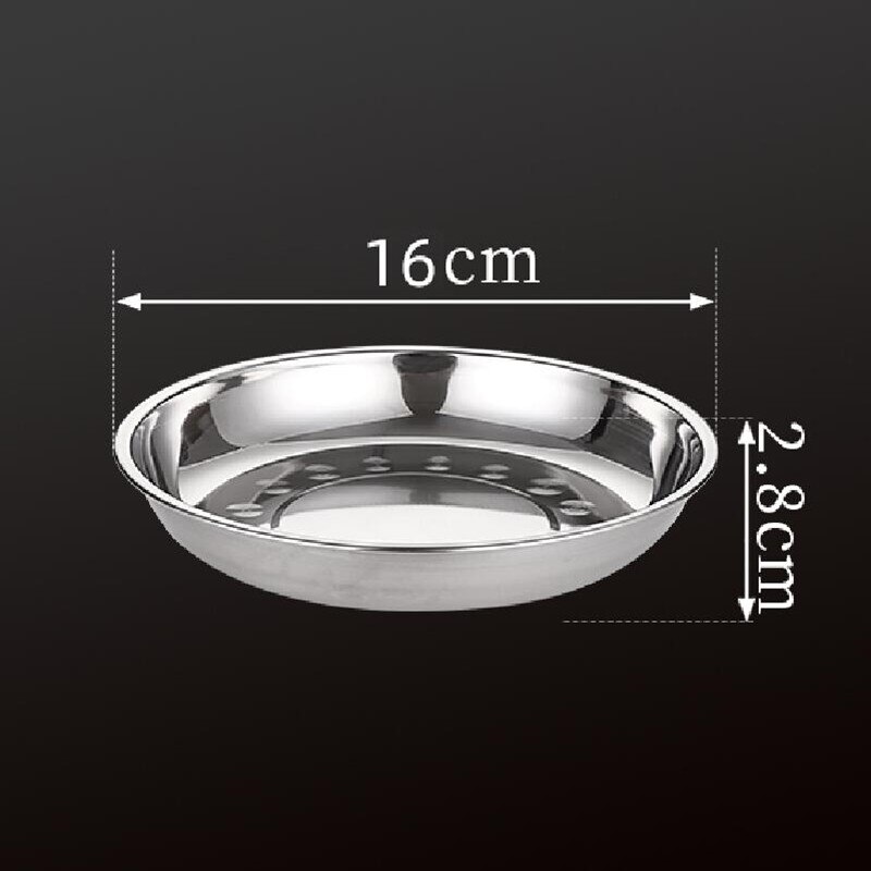1pcs stainless steel dinner plate fruit dinner plate thickened deep disc pastry bread dish barbecue plate kitchen supplies: c