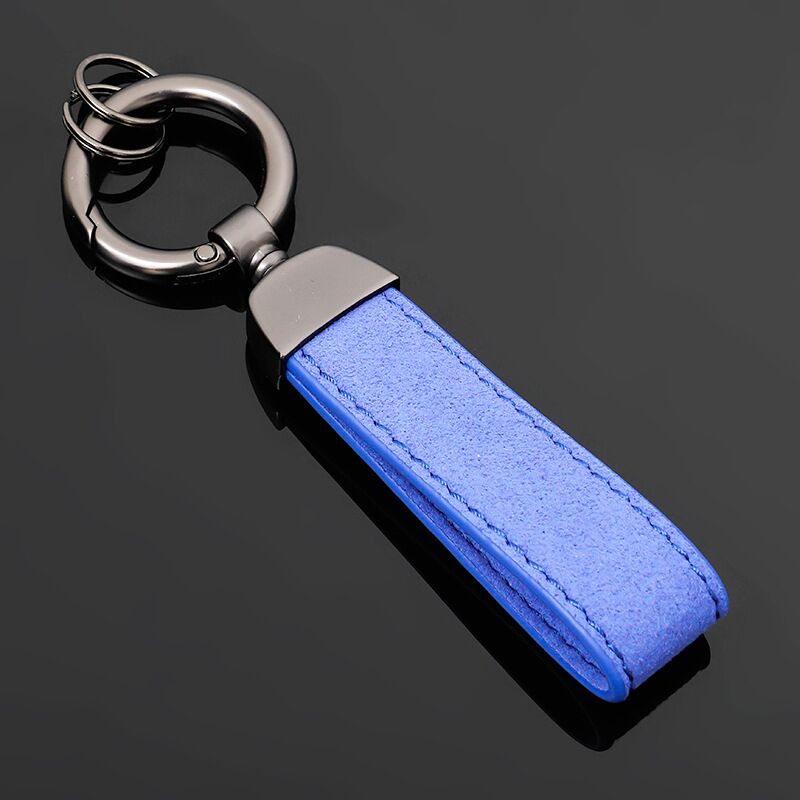 LLavero de cuero de ante para Mercedes Benz, llaveros de lujo con hebilla circular de cuero, rojo, azul y negro, para el coche: blue