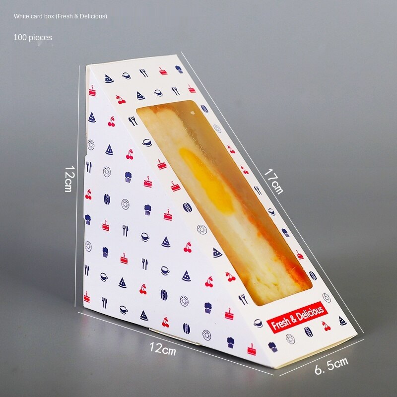 100 stücke Sandwich Kasten Dreieck Tasche Einweg Transparente Haushalts Mittagessen: 003