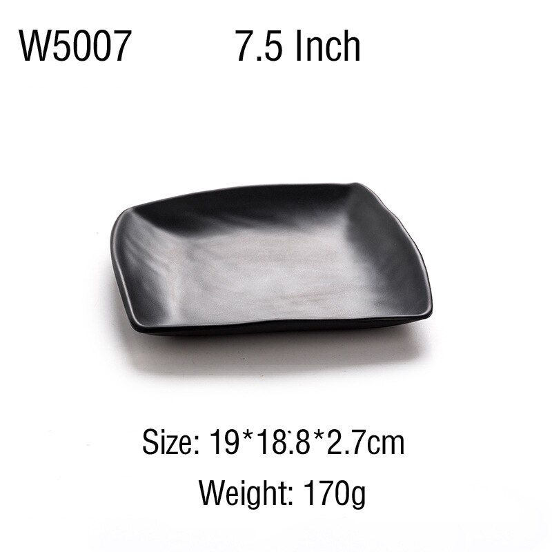 Melamin svart tallerken porselen imitasjon frost biff sushi dessert tallerken kjøkken matbit servise fast skrivebord oppsett: W5007