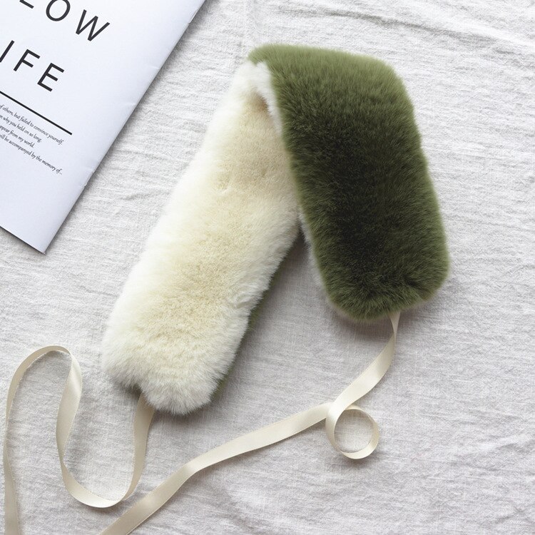 Kraag dames warme dikke effen neckerchief herbruikbare sjaals wintersjaals imitatie konijnenbont sjaal dames: Witgroen