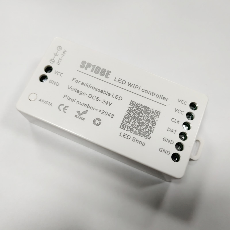 Sp108e led wifi magic controller  sk6812 ws2811 ws2812b ws2813 etc led strip modul lys smart app trådløs kontroll  dc5-24v