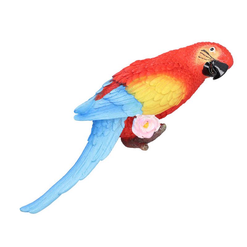 Parrot Sculpture Wall Mounted 10 X 32.5 X 7cm Tropical Colorful Hanging Macaws Sculpture for Patio