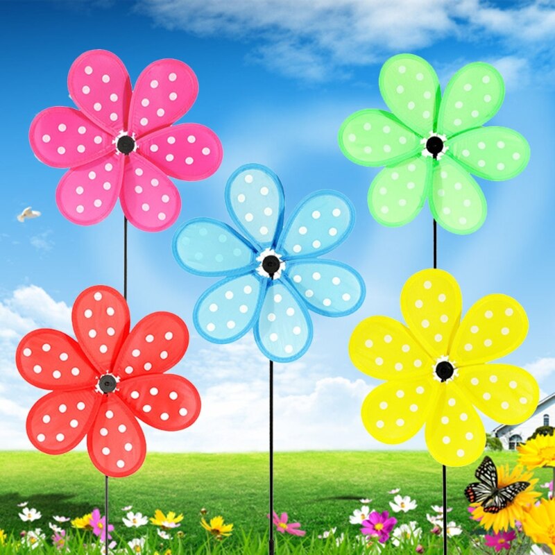 Colorful Dot Wind Spinners Lawn Pinwheels Windmill Party Pinwheel Wind Spinner f 1XCC