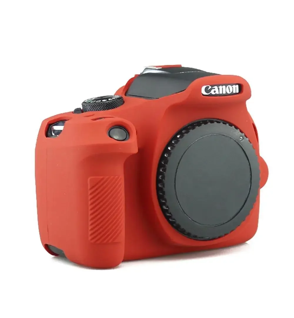 Für canon eos 1300d 1500d 2000d dslr kamera tasche rebel t7 kuss x90 silikon panzer haut hülle körper abdeckung schutz: Rot