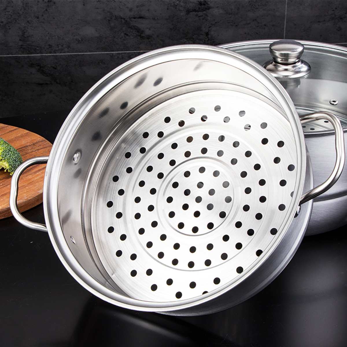 Roestvrij Staal Twee Lagen Dikke Steamer Pot Soep Stoom Pot Universele Kookpotten Voor Inductie Kookplaat Gasfornuis Stoom Pot